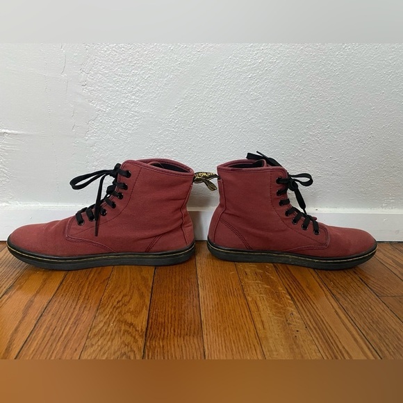 Dr Martens Shoreditch Red Canvas Lace Up Combat Grunge Boots Women’s 7 - Picture 4 of 9